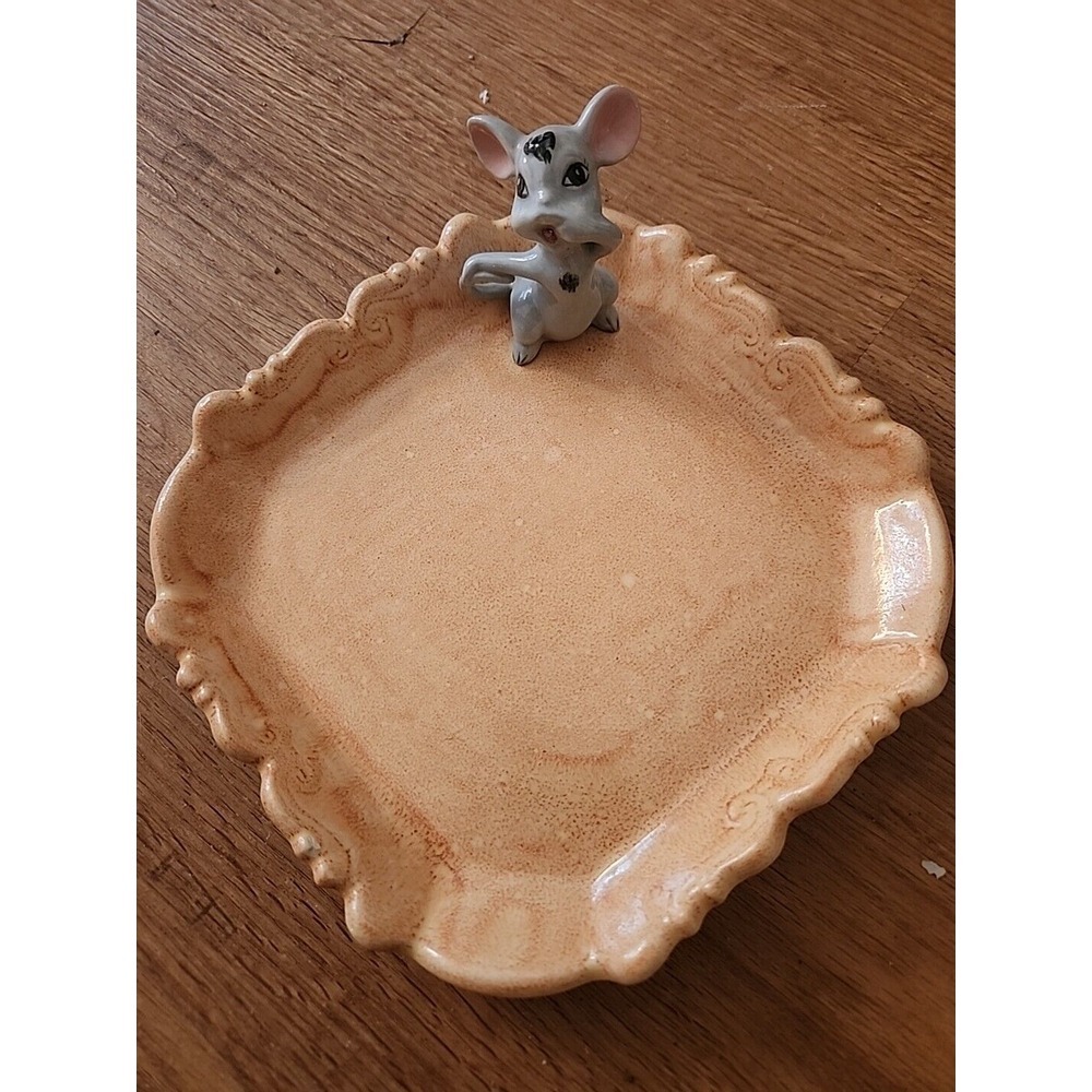 Vintage Trinket Plate Mouse 6x6 Hand Painted